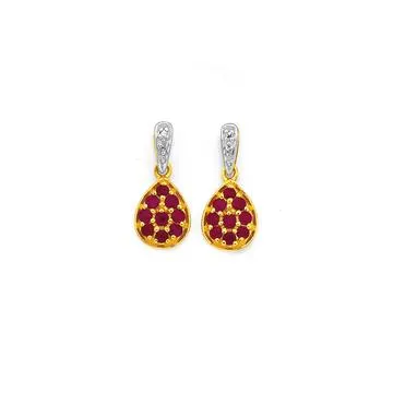 9ct, Ruby & Diamond Earrings