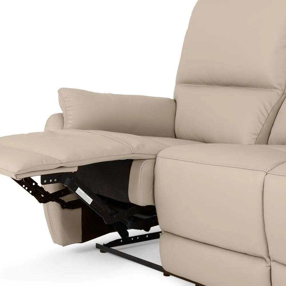 Hayley 3 Seater Leather Recliner, Pebble