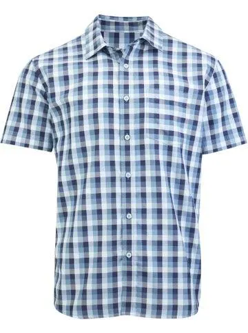 Men's Check Shirt in Mid Blue Check