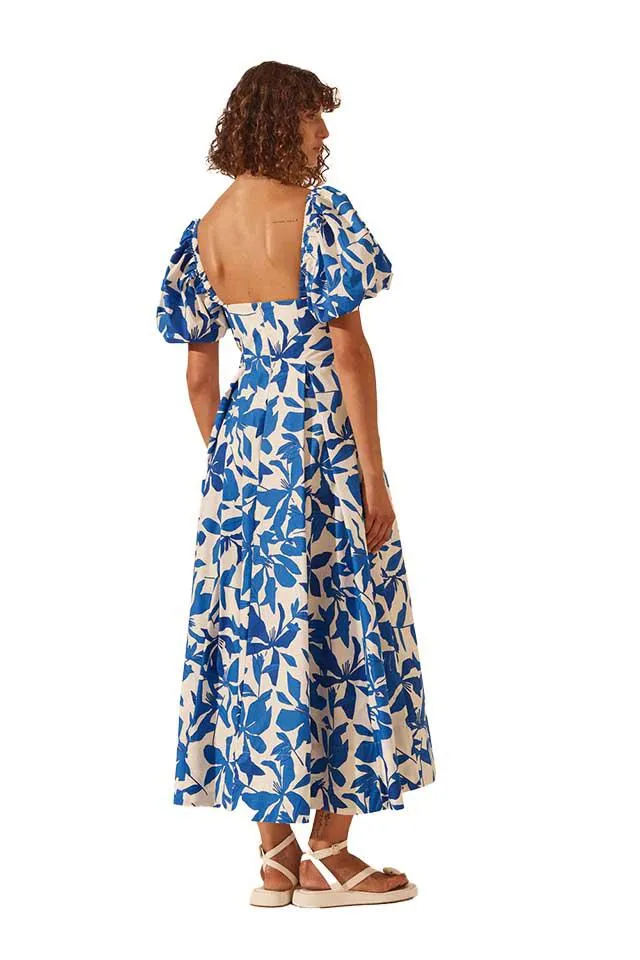 Bleue Puff Sleeve Midi Dress