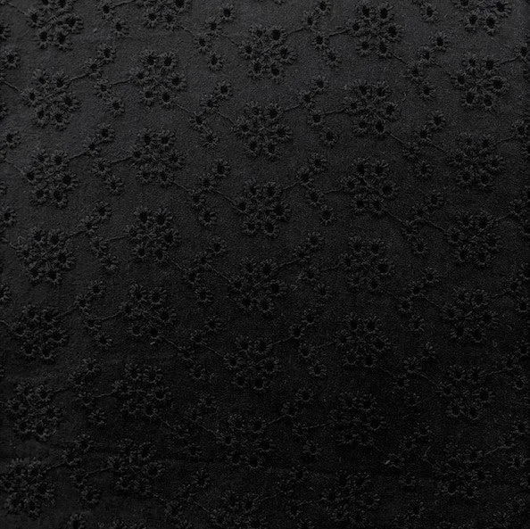 Broderie Anglaise Fabric, Black- 130cm