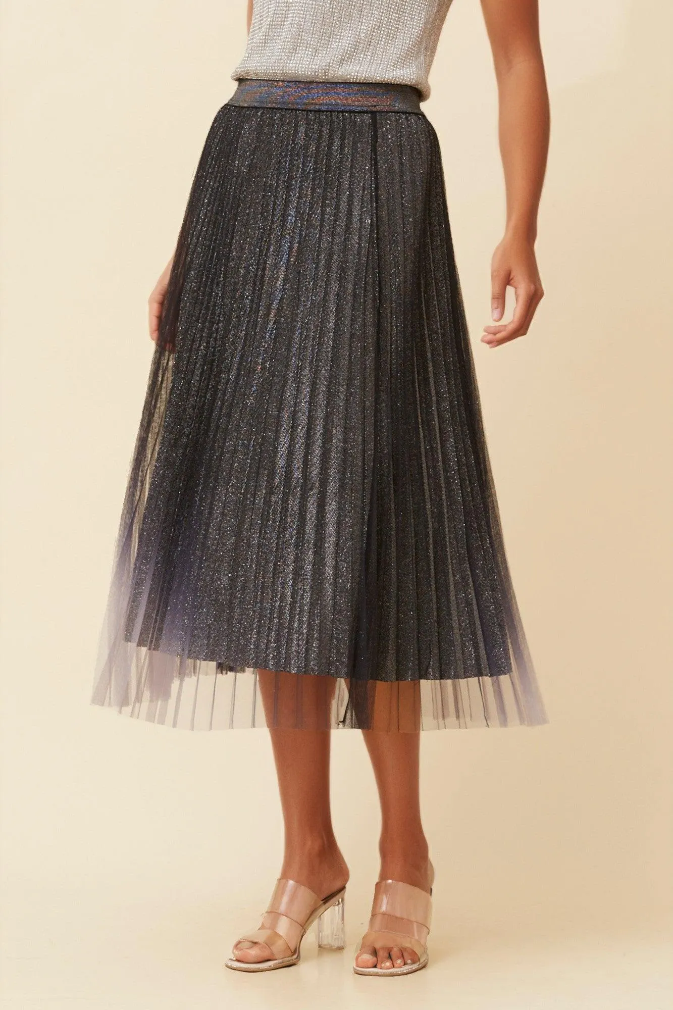 LANDON GLITTER PLEATED SKIRT