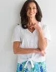 Ella J Tie Front Top, White