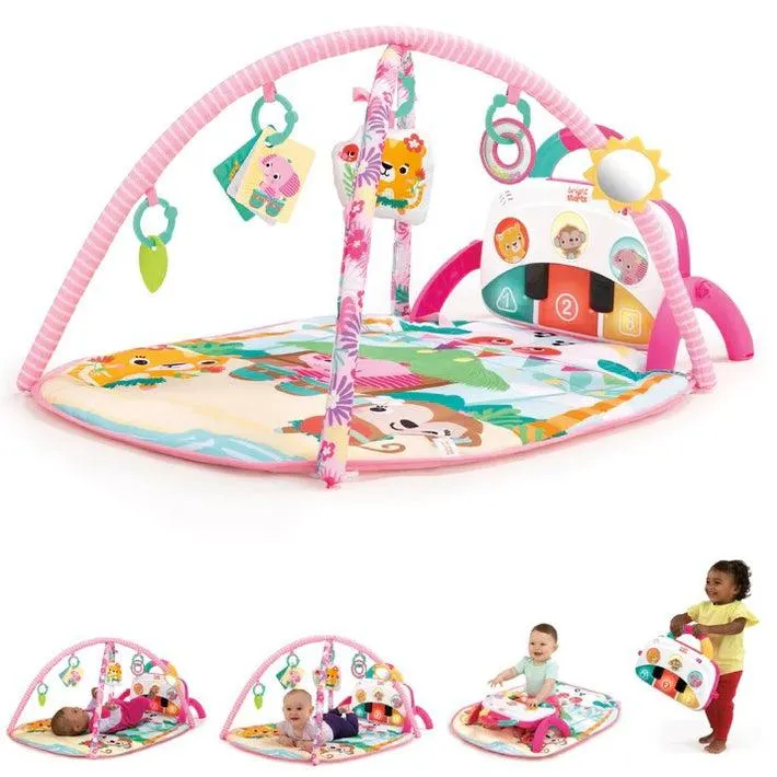 Bright Starts 4-in-1 Groovin Kicks Piano & Drum Kick Gym Floral Fiesta