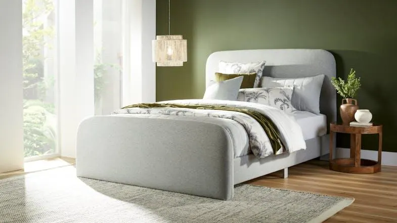 Barney Queen Upholstered Bed Frame - Pebble Grey
