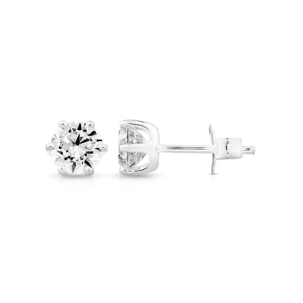 Stud Earrings with Cubic Zirconia in Sterling Silver