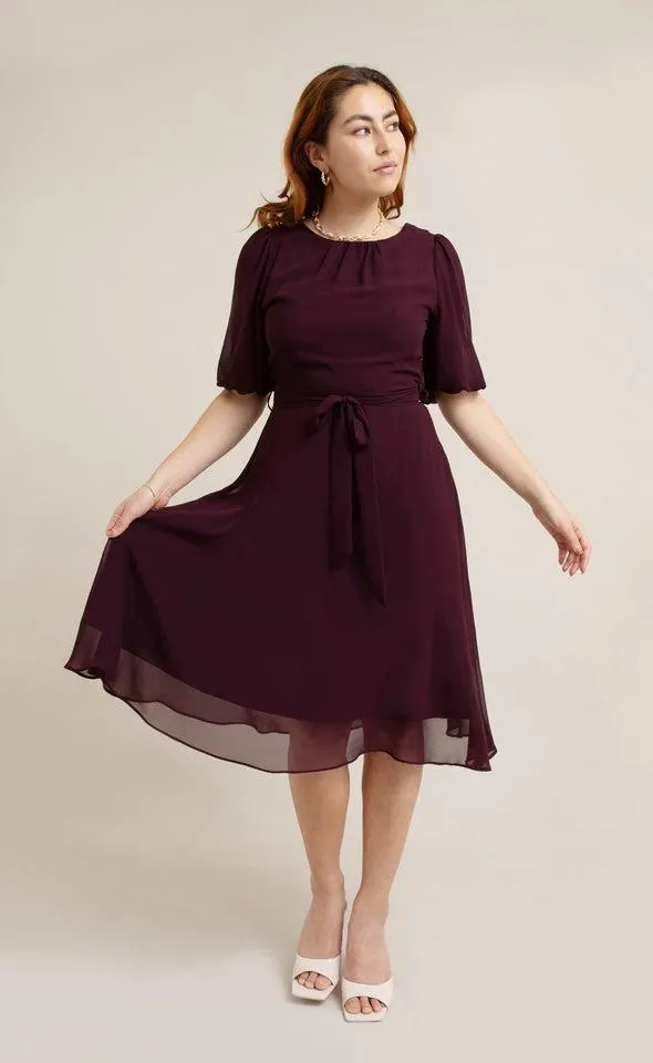 Chiffon Puff Sleeve Skater Dress