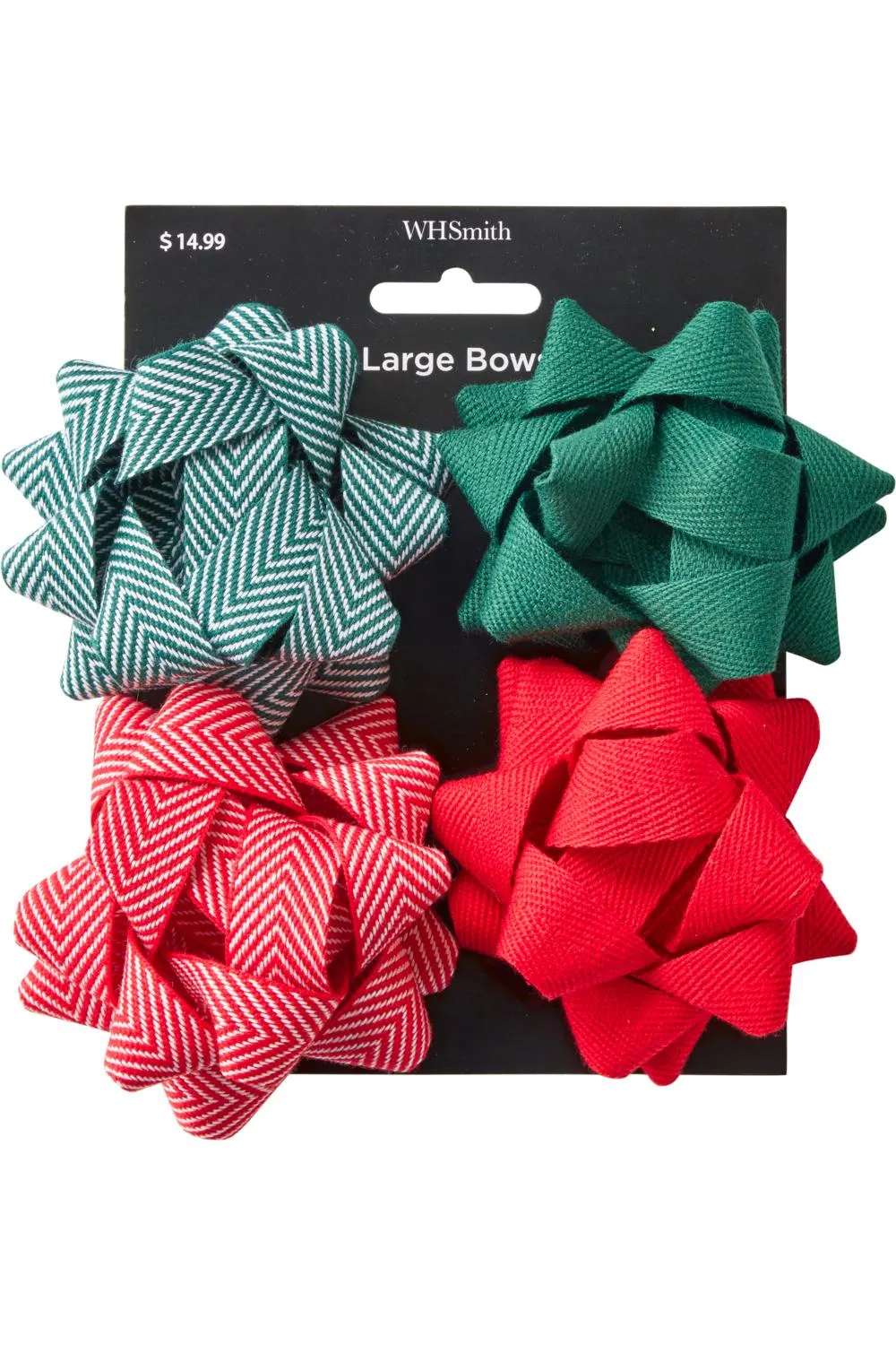 WHSmith Large Red & Green Bows Pack of 4