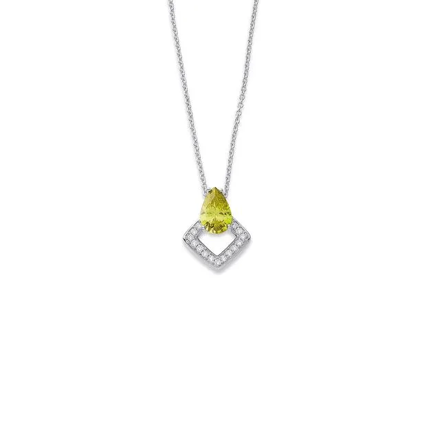 Sterling Silver Green Cubic Zirconia Pendant
