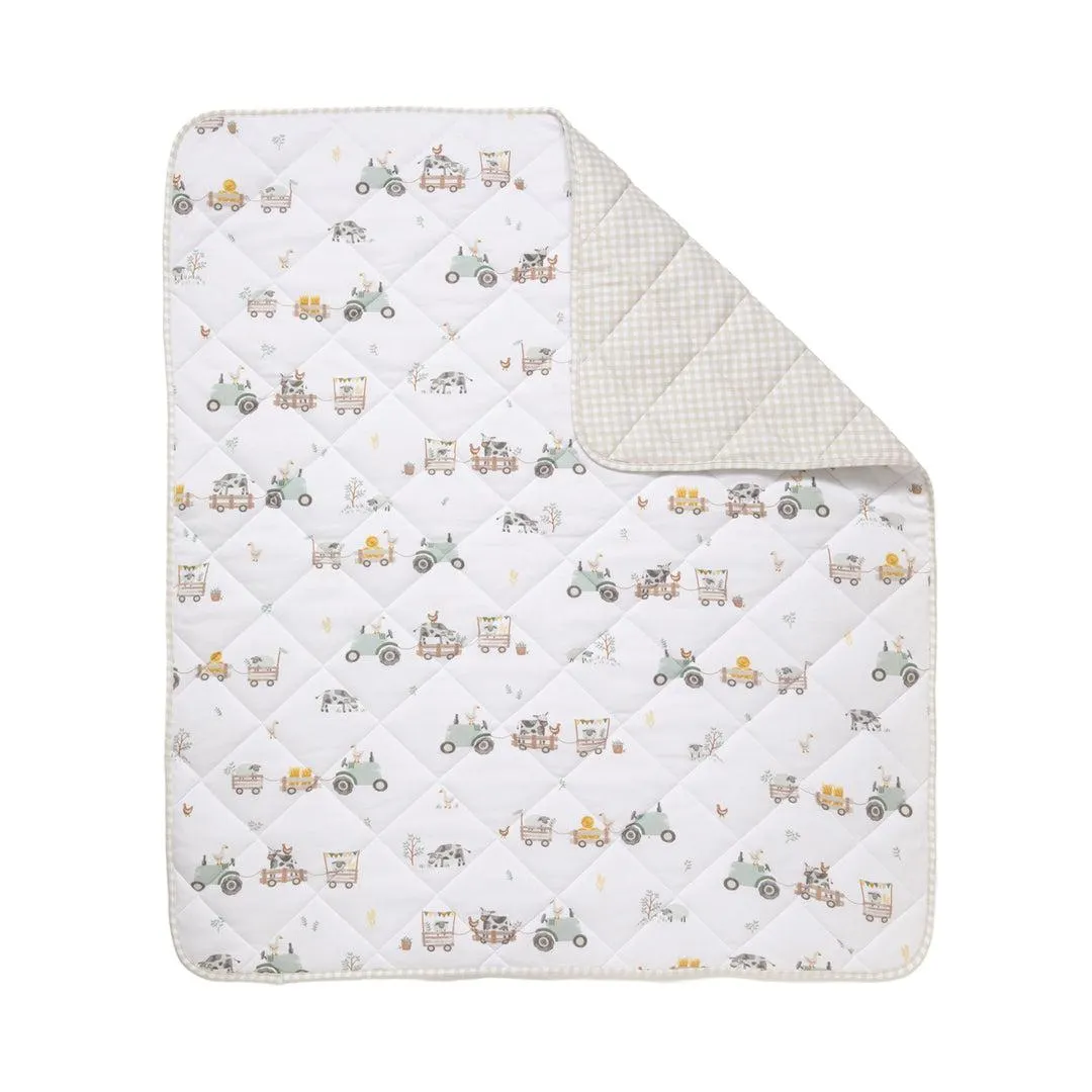 Living Textiles Tractor Ride - Reversible Jersey Cot Comforter