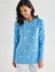 Ella J Spot Cotton Jumper, Blue