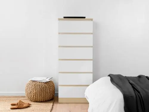 Jolt Six Drawer - Slim - Natural / White