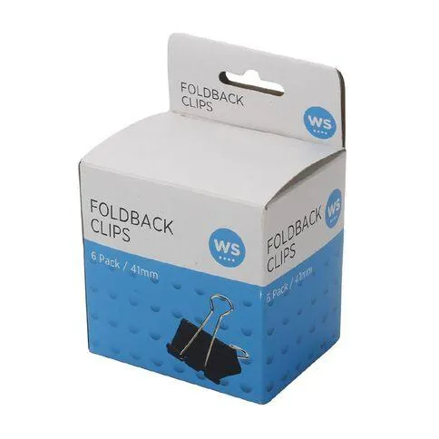 WS Foldback Clips 41mm Black 6 Pack