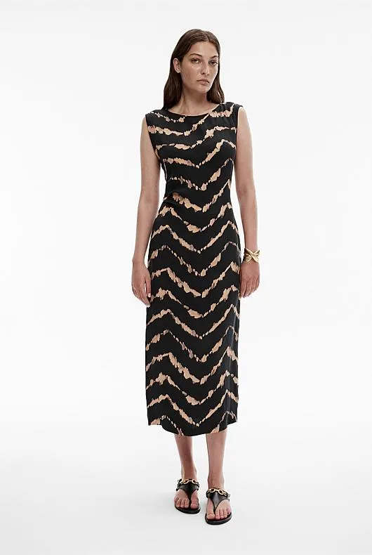 Cupro Print Sheath Dress