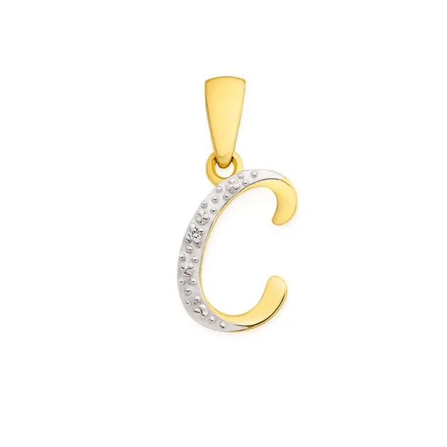 9ct Gold Diamond Initial C Pendant