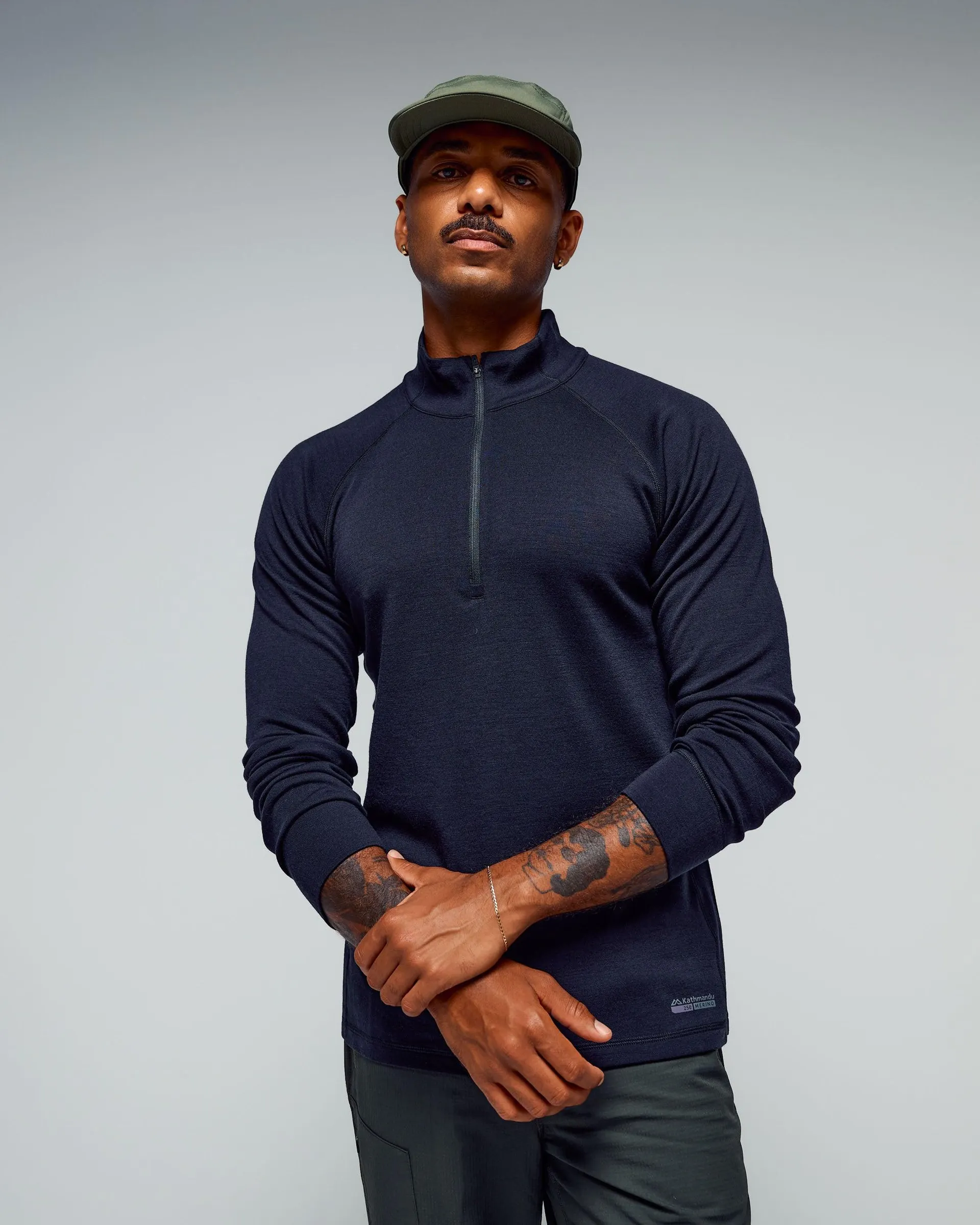 Men's K-Merino 250 Quarter Zip Long Sleeve - Black Stingray