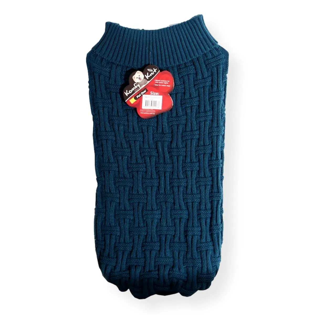 Pet One Komfy Knit Dog Coat Knitted Jumper Dark Teal