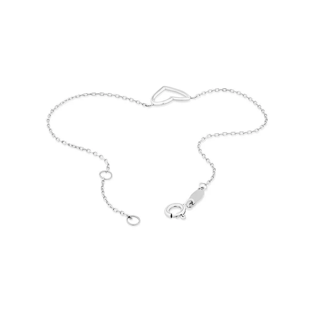 19cm Open Heart Bracelet in Sterling Silver
