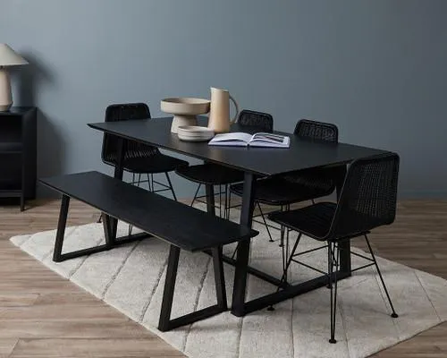 Zander 6 Seater Dining Table - Black