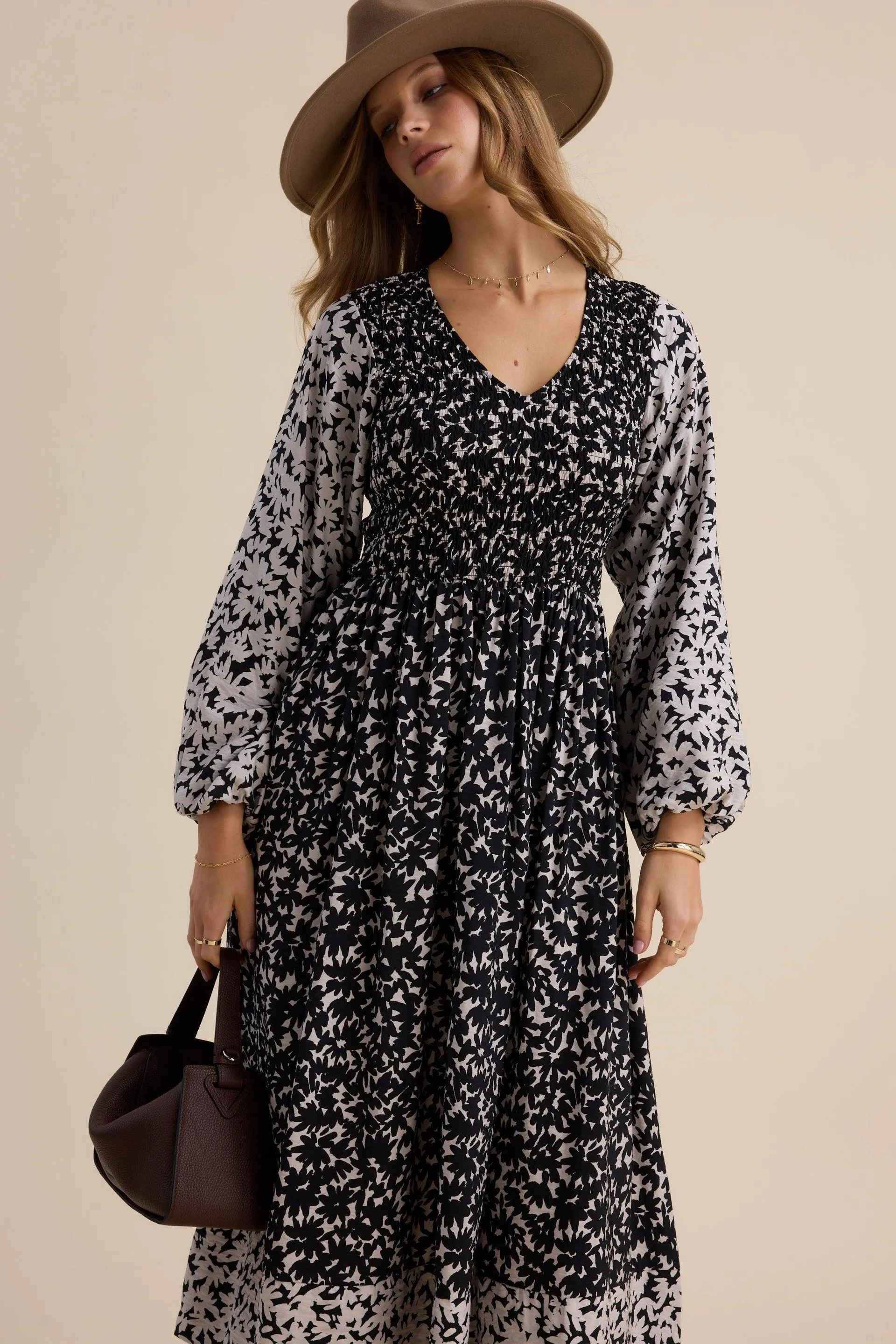 Camille Shirred Bodice Dress