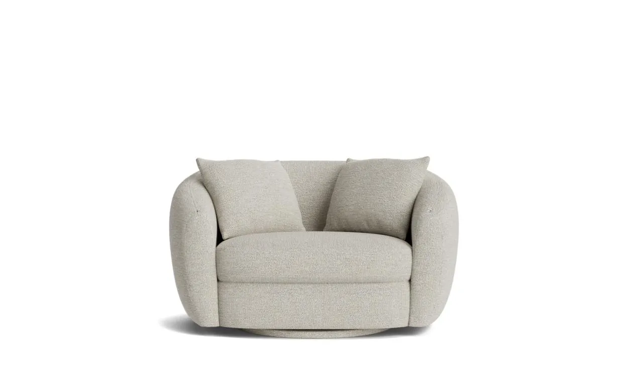 Nora Swivel Armchair in Merino fabric Cotton