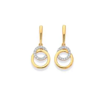 9ct, Diamond Earrings TDW=.15ct
