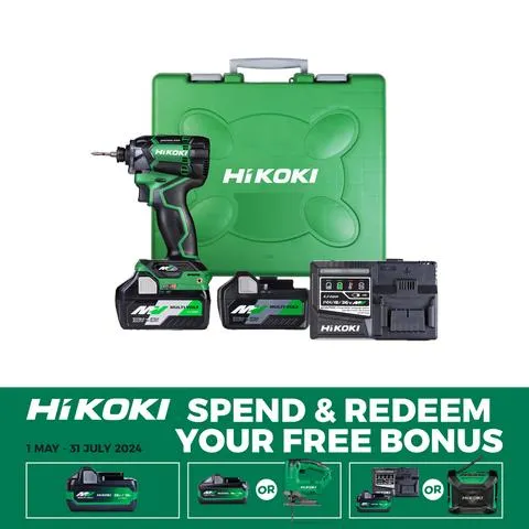 HiKOKI Cordless Impact Driver Triple Hammer 215Nm Brushless 36v Kit