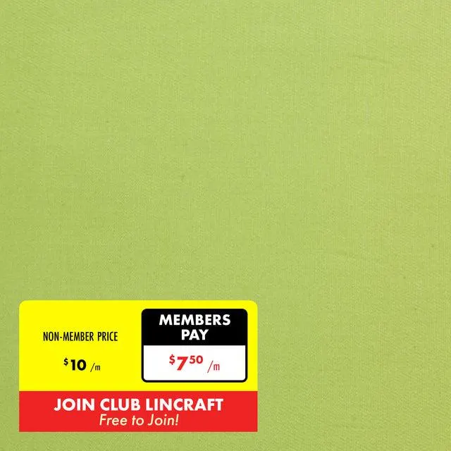 Cotton Chino Drill Fabric, Lime- Width 112cm