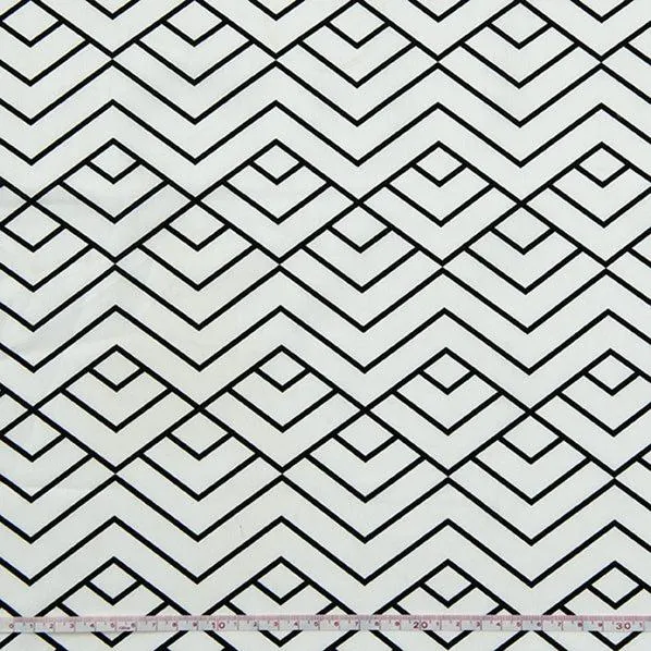 Chevron Twist Poplin Fabric, Black- Width 112cm