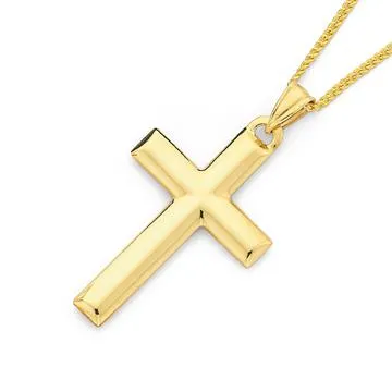 9ct Gold 30mm Plain Cross Pendant