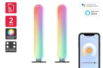 Kogan SmarterHome™ Colour & Warm/Cool White Smart LED Ambient Bar Light - Pack of 2