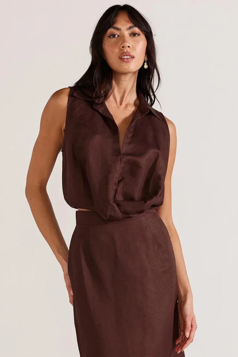 Haven Sleeveless Shirt | Chocolate