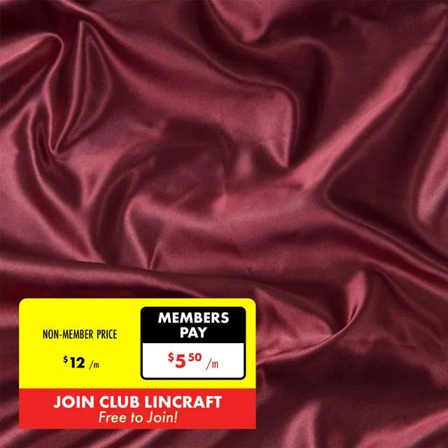 Party Satin Fabric, Burgundy- Width 150cm
