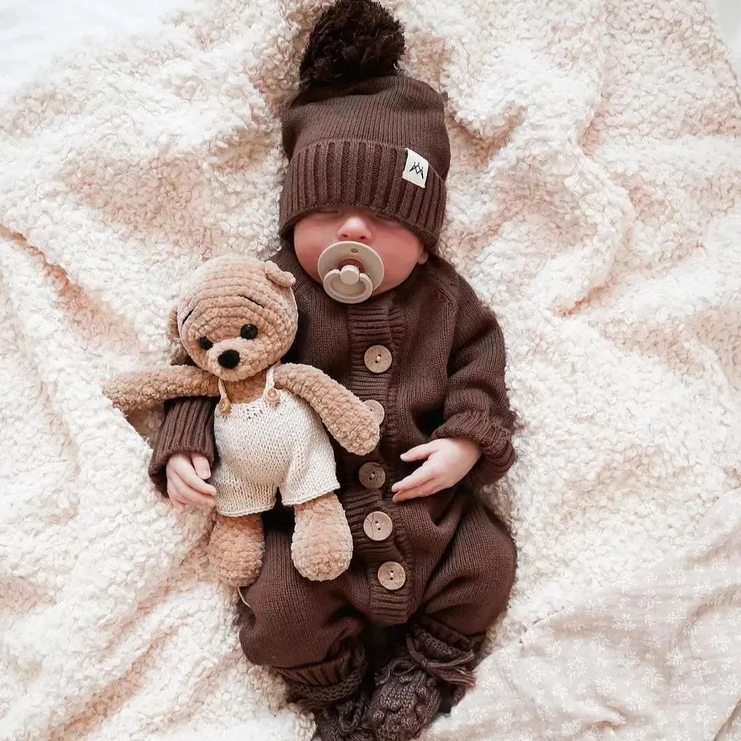 Knitted Romper - Hazelnut