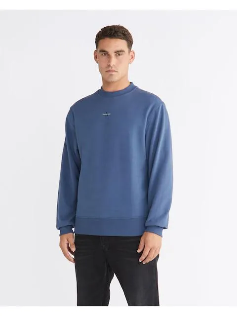 Calvin Klein Micro Monologo Crew Neck In Aegean Sea