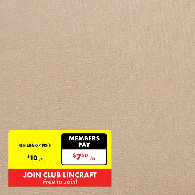 Cotton Chino Drill Fabric, Natural- Width 112cm