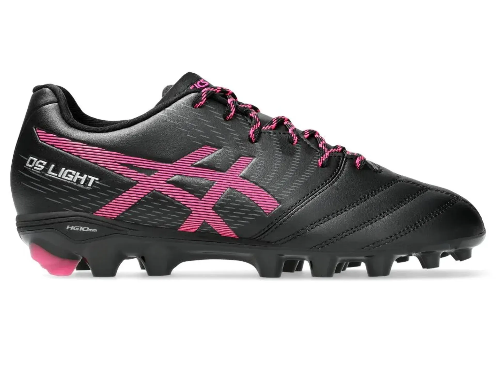 Asics Youth DS Light Firm Ground Boots Black/Pink Glow