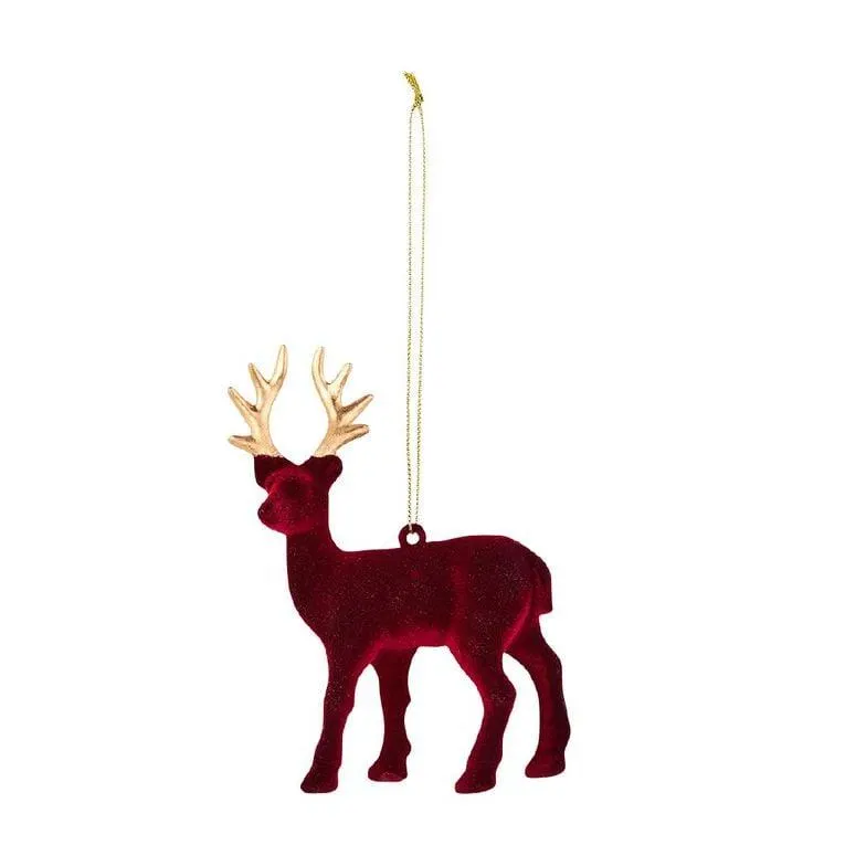 Wonderland Joyful Tidings Flocked Reindeer Tree Decoration Assorted