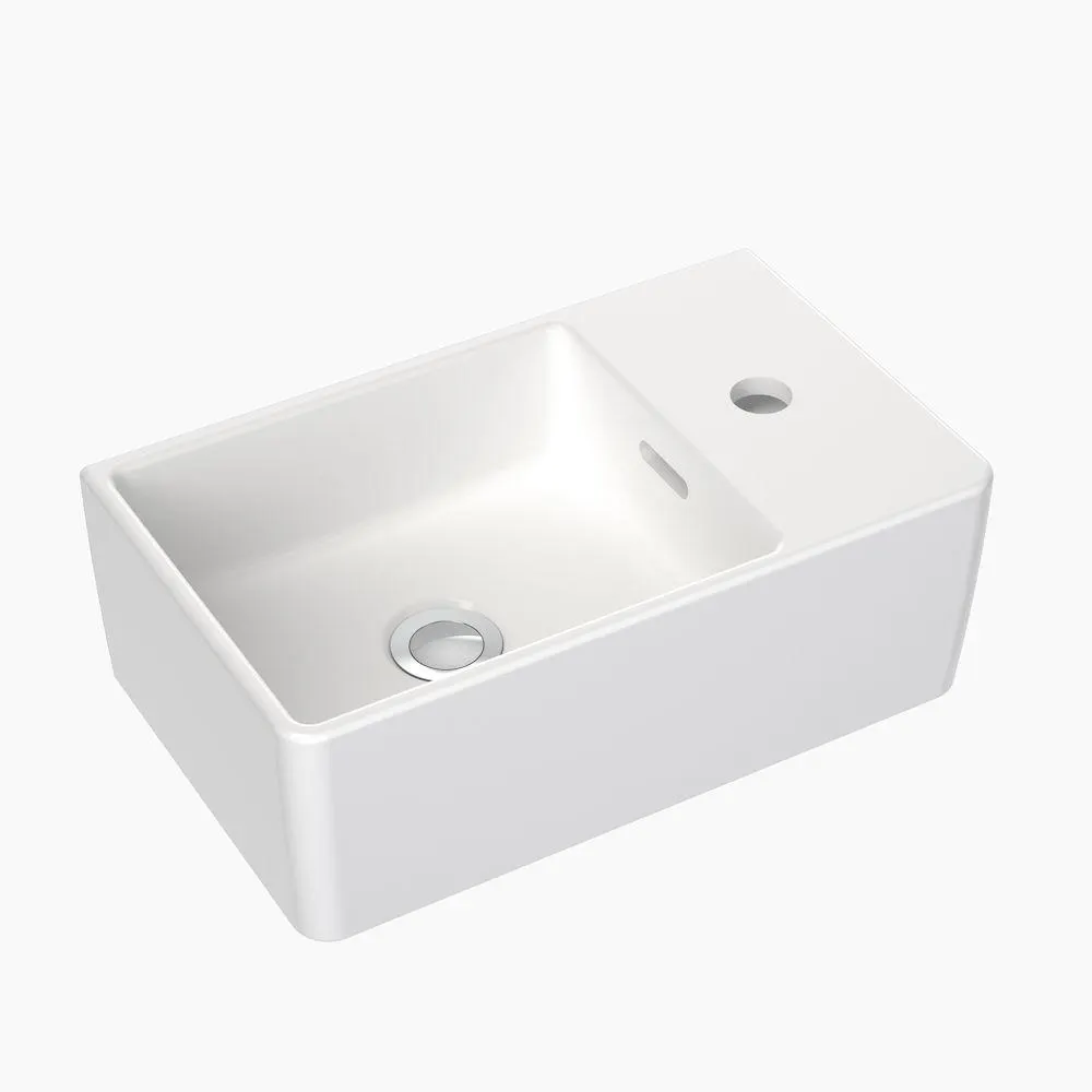 Square Hand Wall Basin 420mm 1 Tap Hole White CL40006.W1