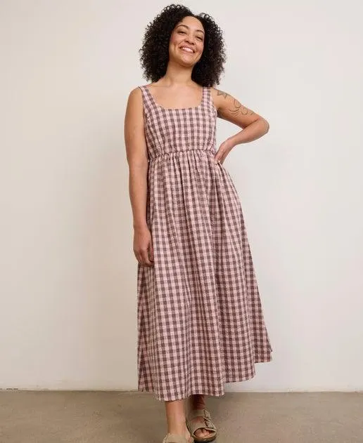 Women's Empire Waist Gingham Maxi Dress