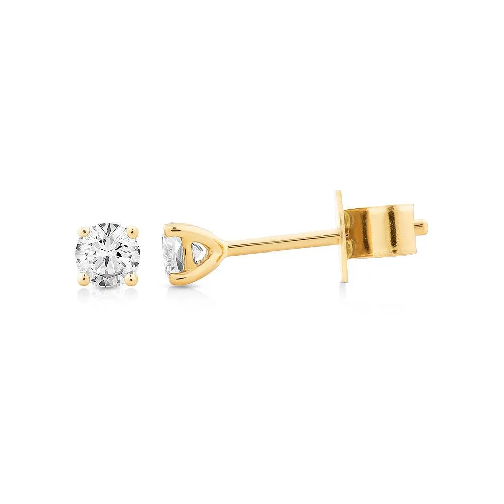 0.25 Carat TW Diamond Solitaire Stud Earrings in 18kt Yellow Gold