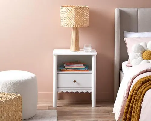 Maisie Scalloped Bedside Table - White