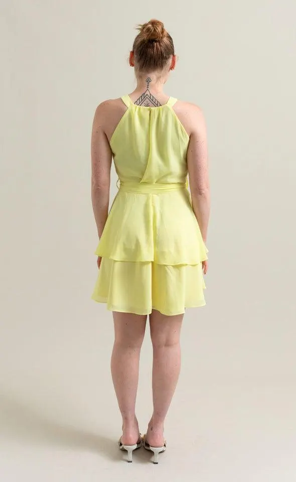 Chiffon Halter Layered Skirt Dress