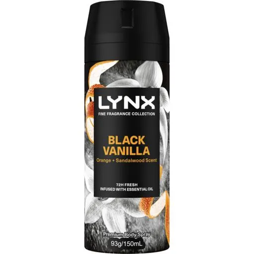 Lynx Fine Fragrance Collection Deodorant Body Spray Black Vanilla