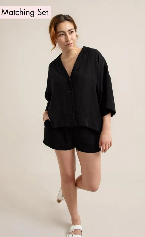 Linen Look Elastic Waist Short