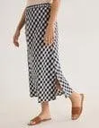 Zest Linen Bias Check Skirt, Navy