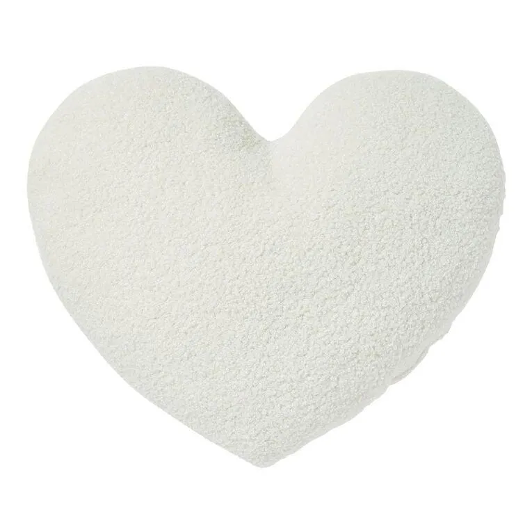 Living & Co Cushion Boucle Heart 35cm x 40cm White