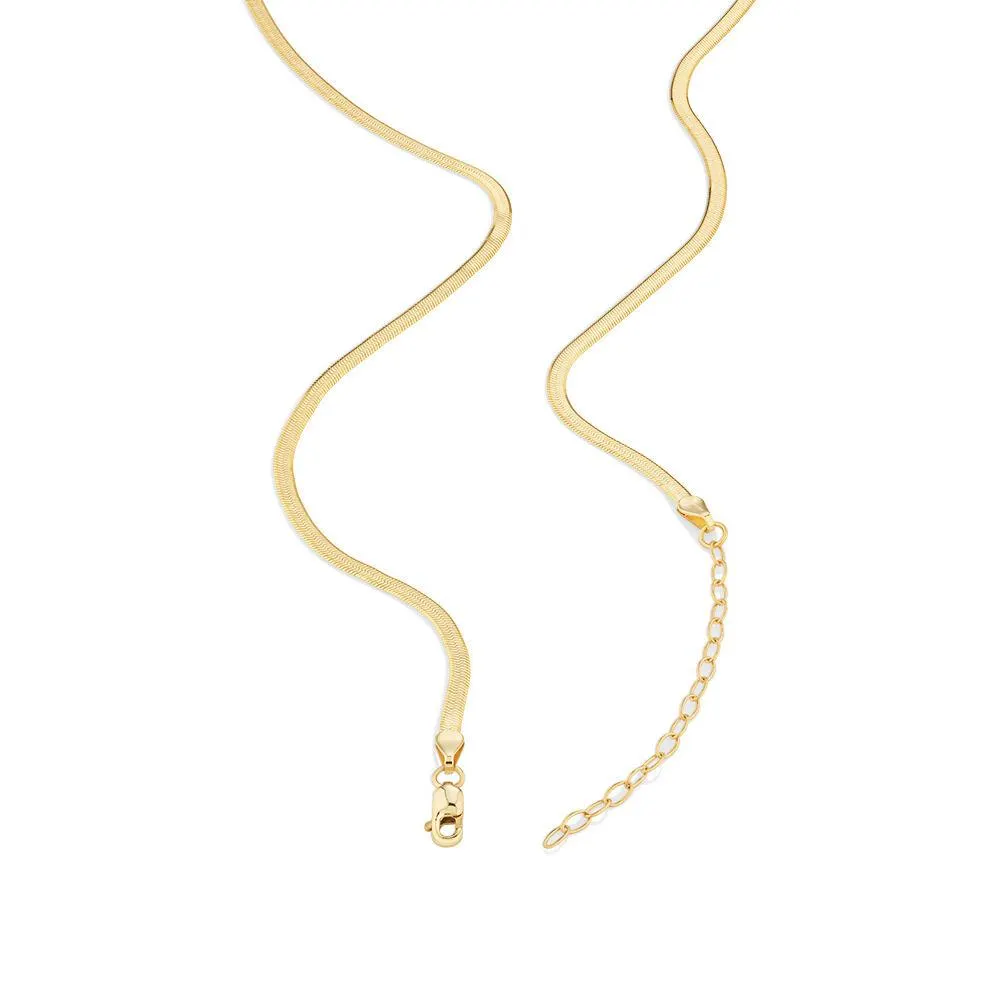 45cm (18”) 2mm-2.5mm Width Herringbone Chain in 10kt Yellow Gold