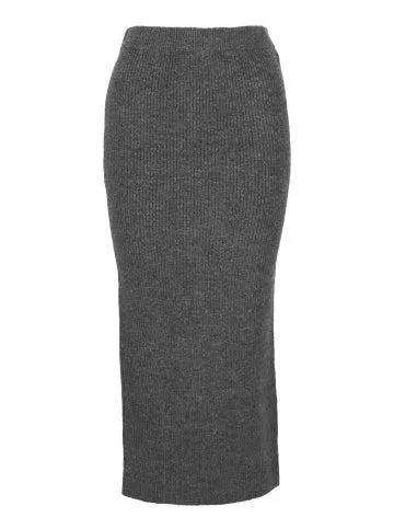 Women's Heavy Knit Skirt in Dark Grey Marle