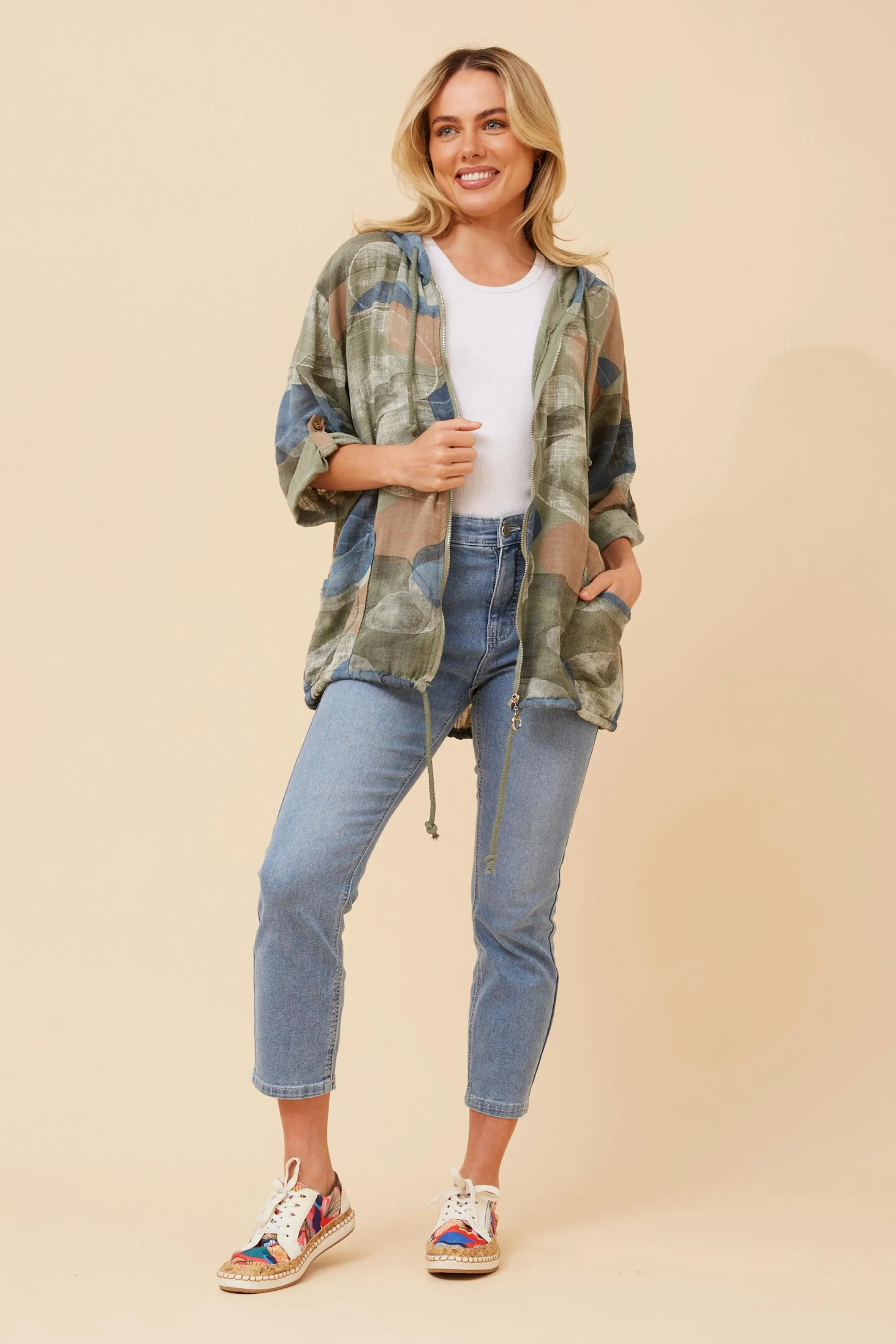 FIORINA PAISLEY PRINT HOODY JACKET